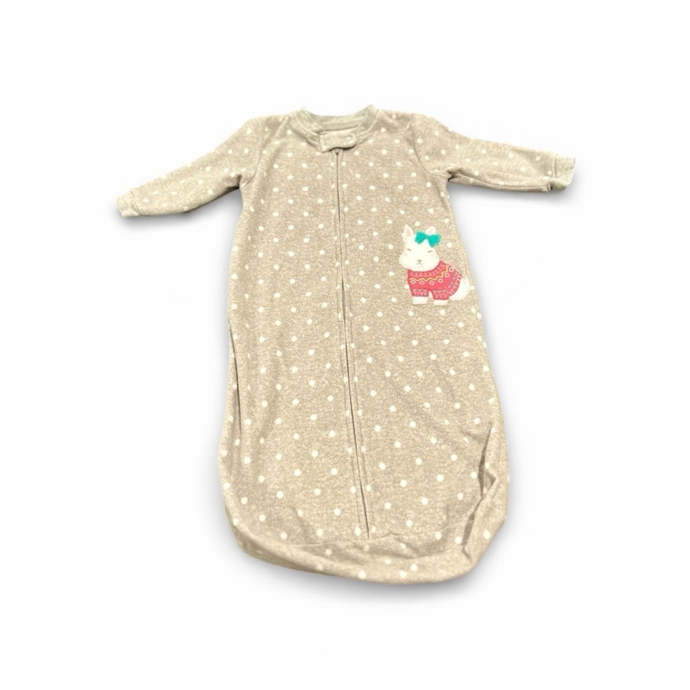 Carter’s Gray Polka Dot Puppy Fleece Sleep Sack 0–9 Months Long Sleeve